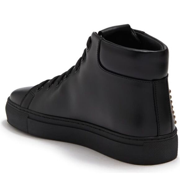 Moschino High Top logo studded leather sneaker in black size US 7 or EU 37 - Picture 5 of 12